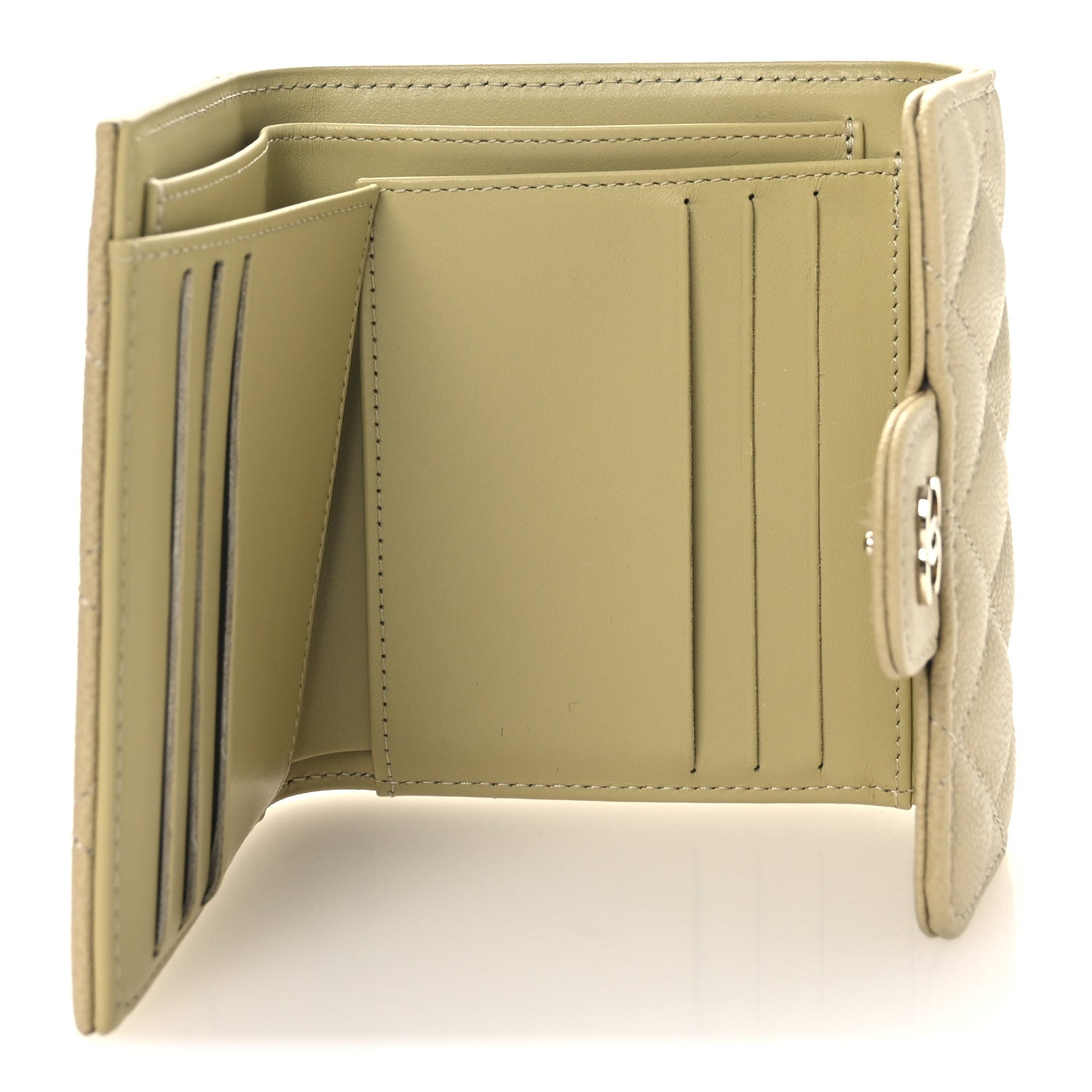 Chanel Caviar Quilted Compact Flap Wallet Light Green 5 of 11