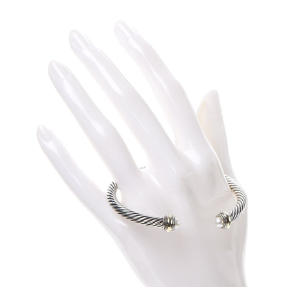 David Yurman Sterling Silver 14K Yellow Gold Pearl 5mm Cable Classics Bracelet 2 of 5