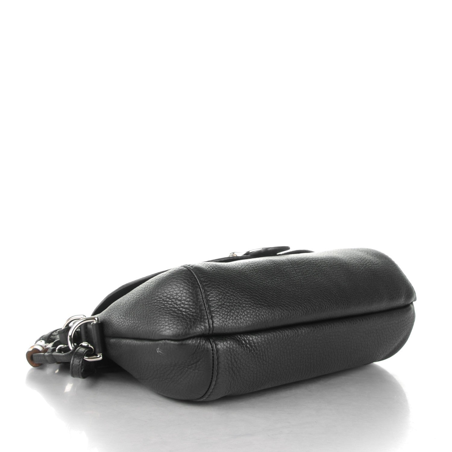 Gucci Pebbled Calfskin Medium Techno Horsebit Shoulder Flap Bag Black 4 of 7