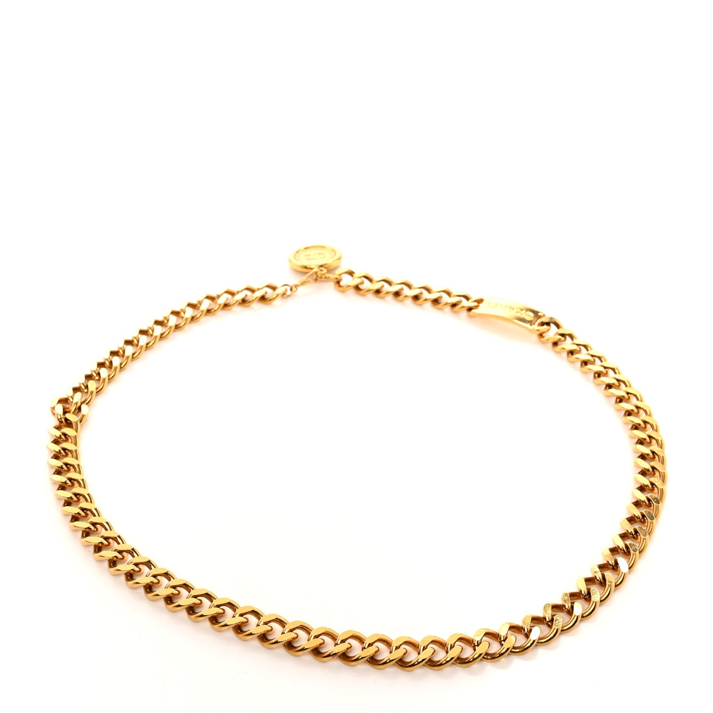 Metal Chain CC Medallion Belt Gold