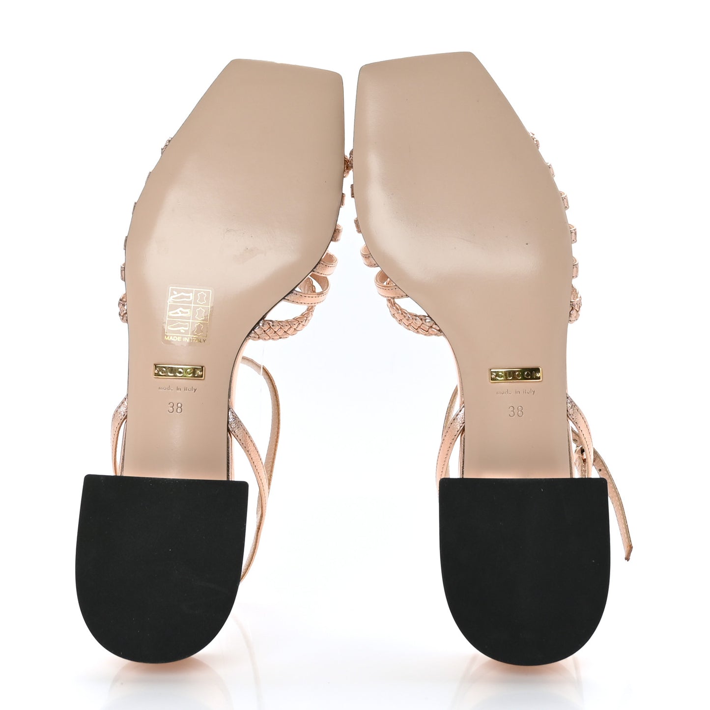 Metallic Nappa Braided Ketty Horsebit Sandals 38 Salmone