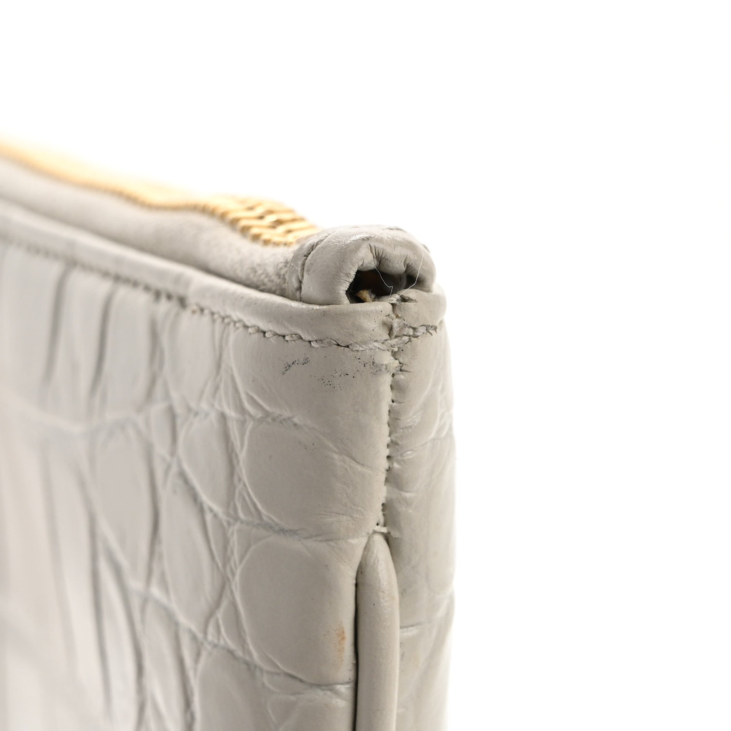 Saint Laurent Calfskin Crocodile Embossed Tablet Pouch Crema Soft 17 of 18