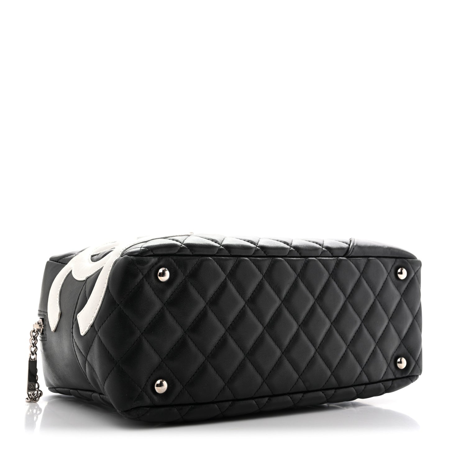 Calfskin Quilted Large Cambon Bowler Black White