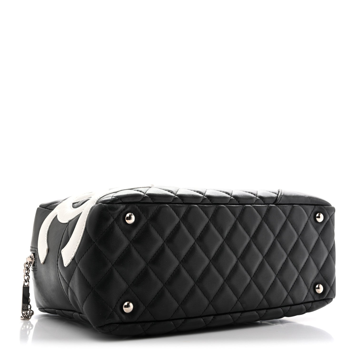 Chanel Calfskin Quilted Large Cambon Bowler Black White 4 of 13