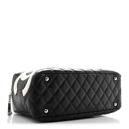 Chanel Calfskin Quilted Large Cambon Bowler Black White 4 of 13
