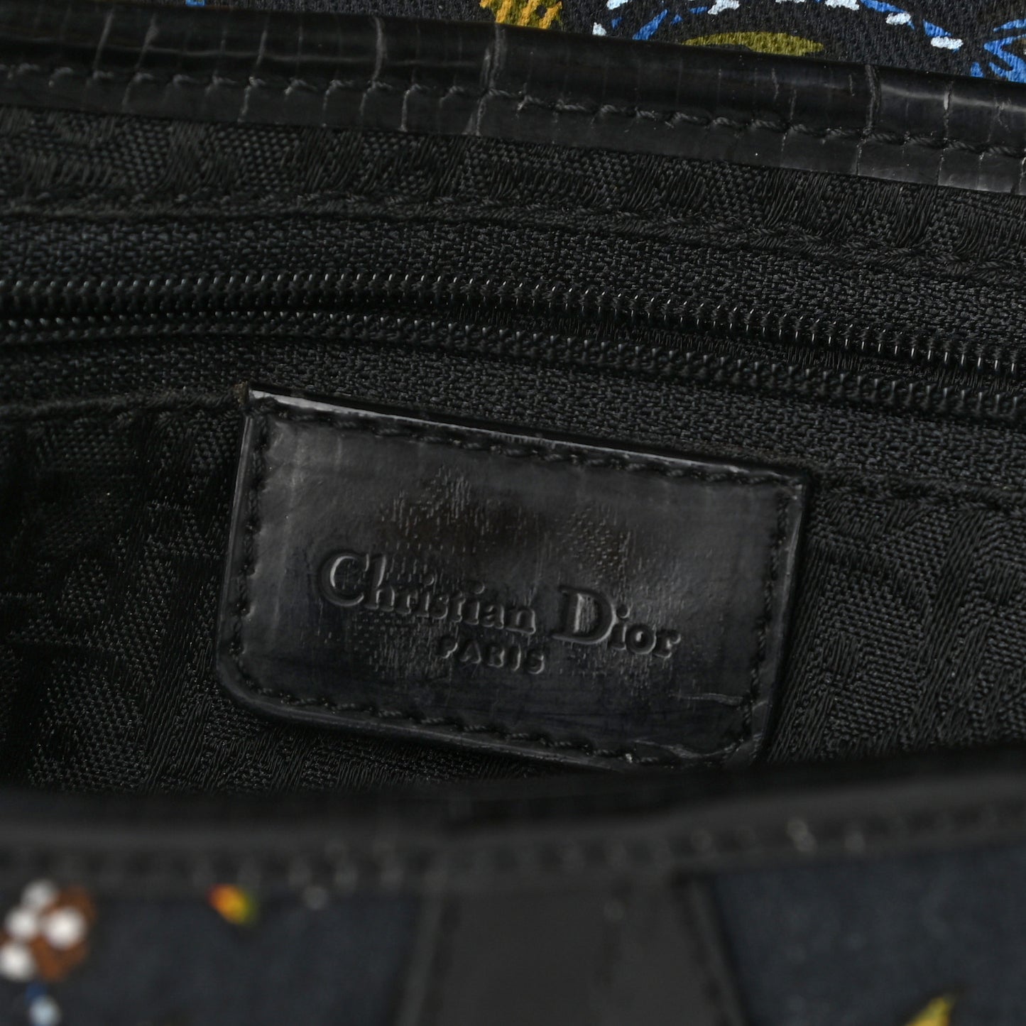Canvas Floral Saddle Bag Black
