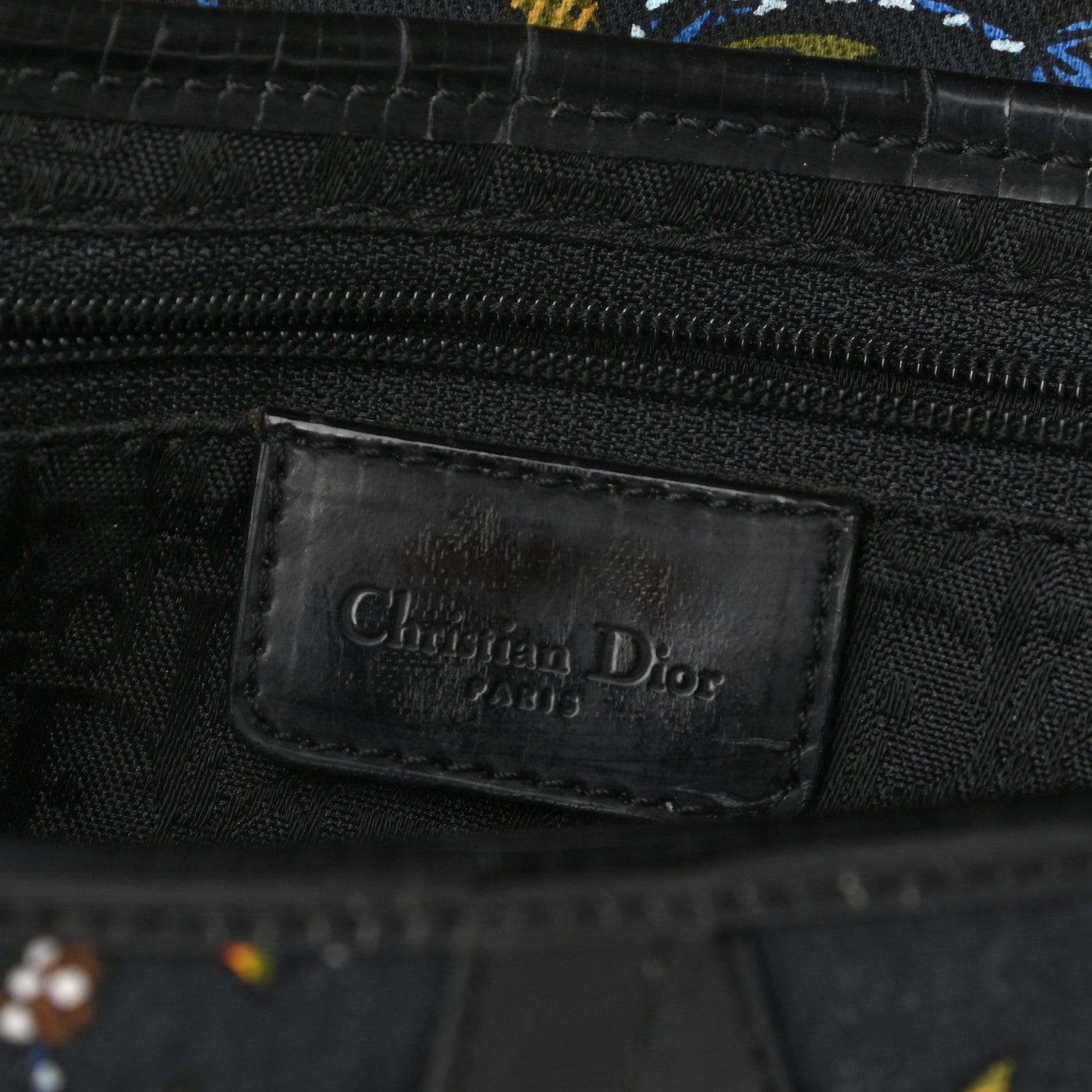Christian Dior Canvas Floral Saddle Bag Black 6 of 10