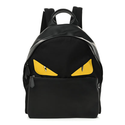 Fendi Nylon Vitello Liberty Vitello Dolce Monster Eyes Rounded Backpack Black Sunflower 1 of 11