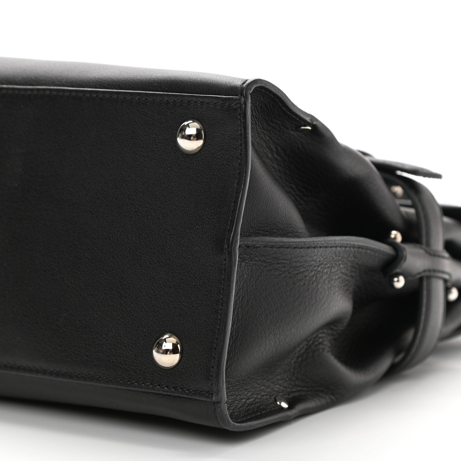 Salvatore Ferragamo Calfskin Gancini Top Handle Satchel Black 9 of 10