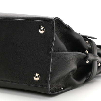Salvatore Ferragamo Calfskin Gancini Top Handle Satchel Black 9 of 10