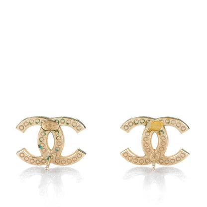 Chanel Crystal CC Earrings Gold 3 of 5