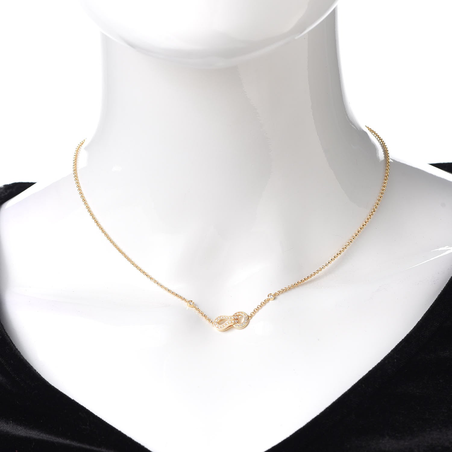 Cartier 18K Yellow Gold Diamond Agrafe Pendant Necklace 2 of 7
