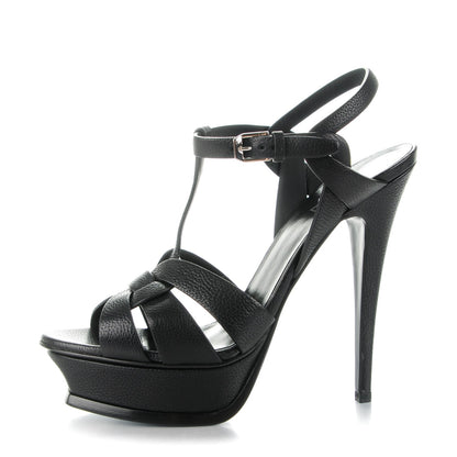 Saint Laurent Calfskin Tribute 105 Platform Sandals 39 Black 1 of 8