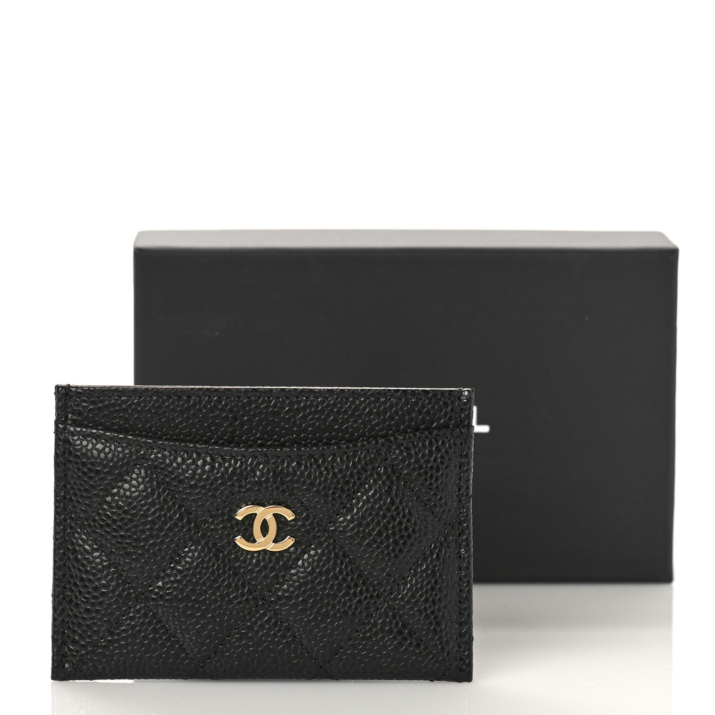 Caviar Quilted Card Holder Black