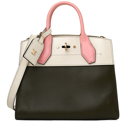 Louis Vuitton Calfskin City Steamer PM Kaki White Magnolia 1 of 12