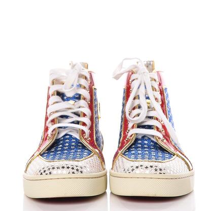 Christian Louboutin Metallic Lurex Suede Patent Womens Superball Star Flat Sneakers 36 Multicolor 2 of 12
