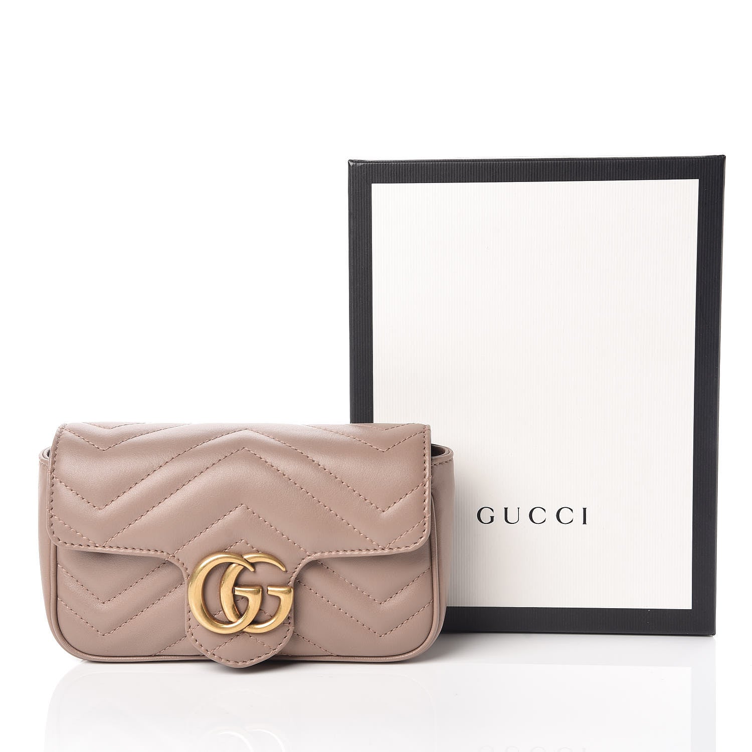Gucci Calfskin Matelasse Super Mini GG Marmont Shoulder Bag Porcelain Rose 10 of 10