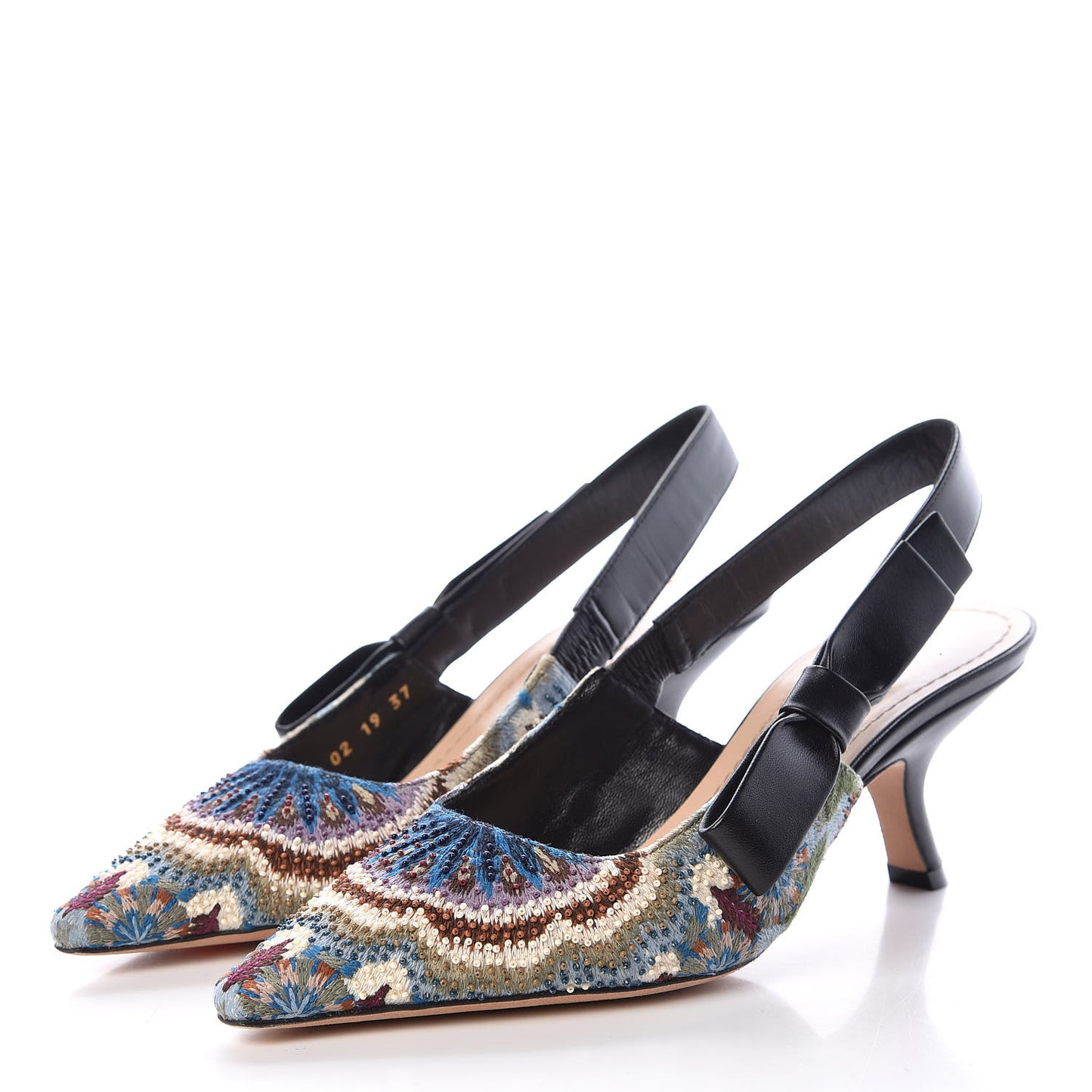 Embroidered Calfskin Beaded Sweet D Sling-Back Pumps 37 Deep Amaranth