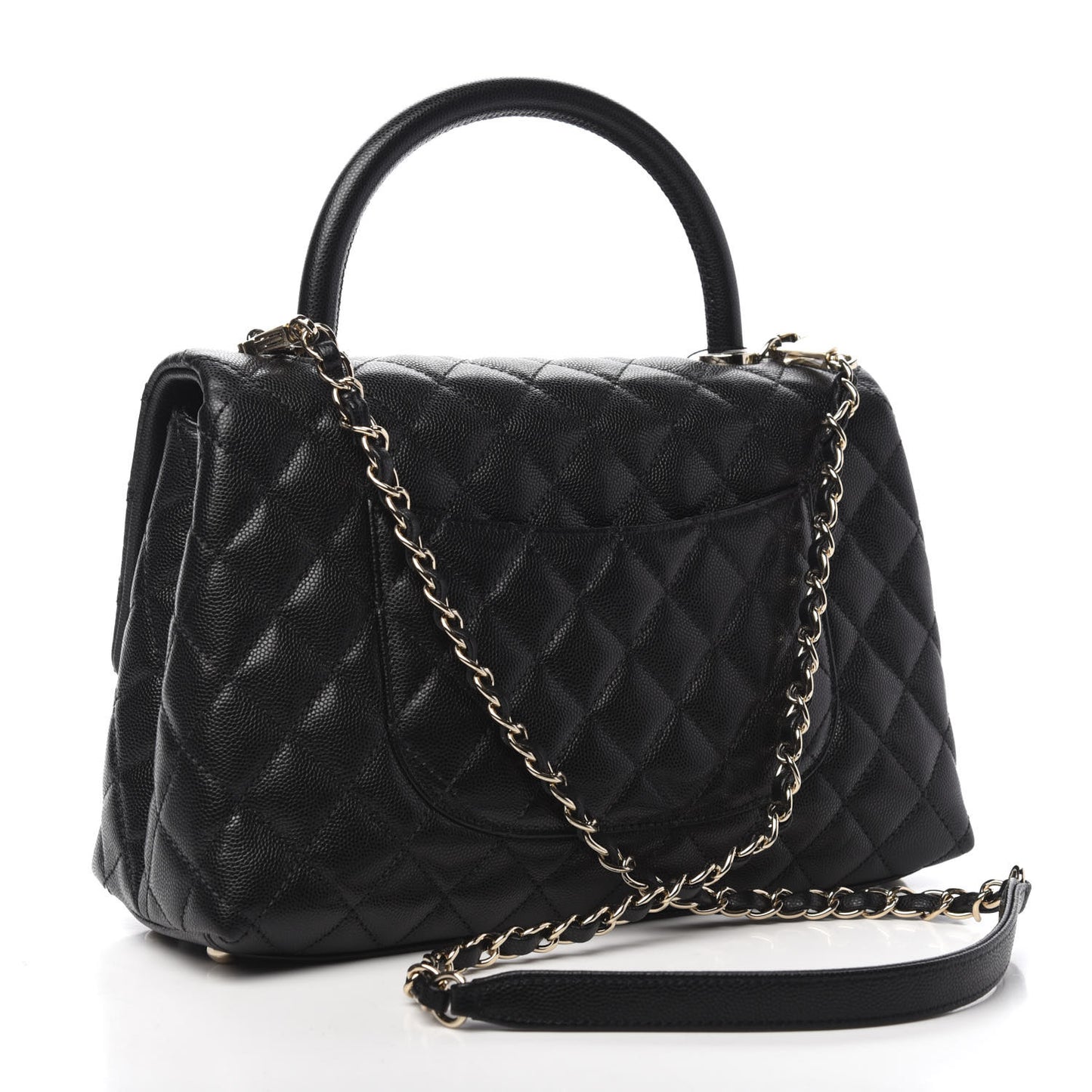 Caviar Quilted Small Coco Handle Flap Black