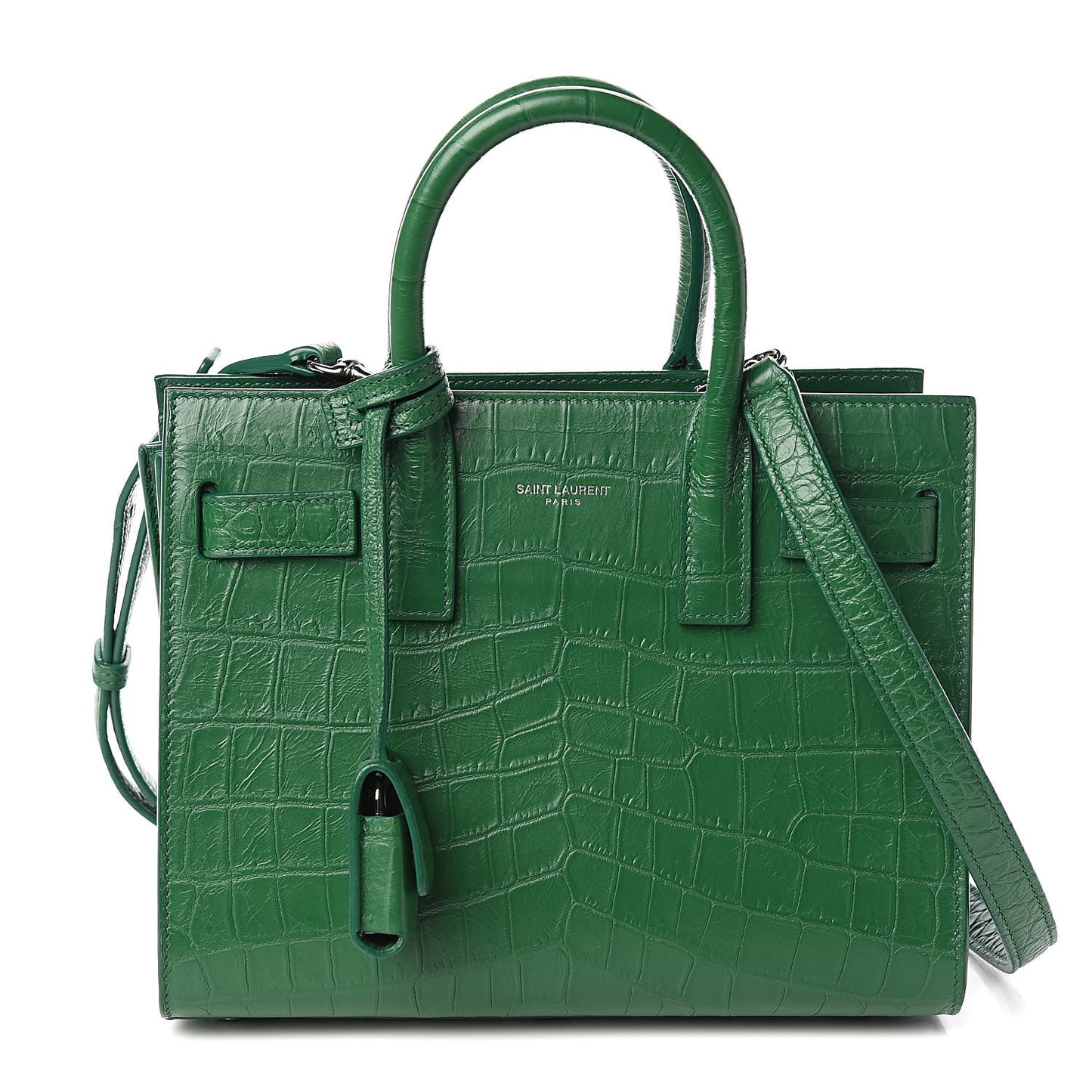 Calfskin Crocodile Embossed Nano Sac De Jour Green