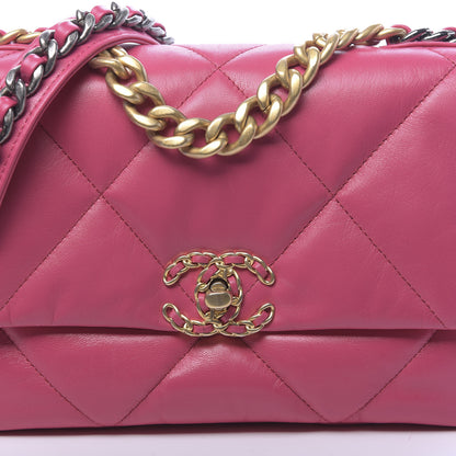 Chanel Goatskin Quilted Medium 19 Flap Dark Pink 8 of 11