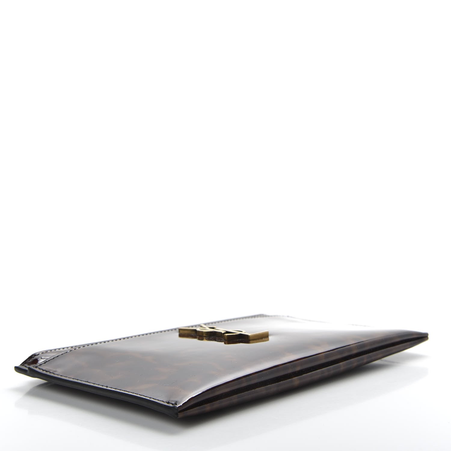 Saint Laurent Patent Tartarugato Monogram Bill Pouch Tortoise Brown 4 of 8