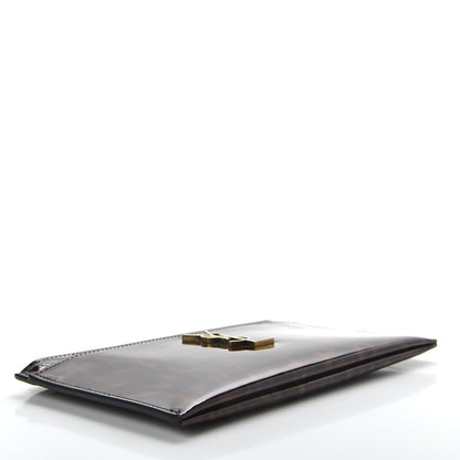 Saint Laurent Patent Tartarugato Monogram Bill Pouch Tortoise Brown 4 of 8