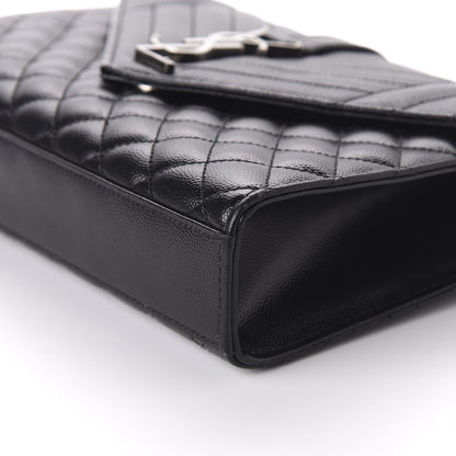 Saint Laurent Grain De Poudre Textured Mixed Matelasse Triquilt Medium Monogram Satchel Black 7 of 9