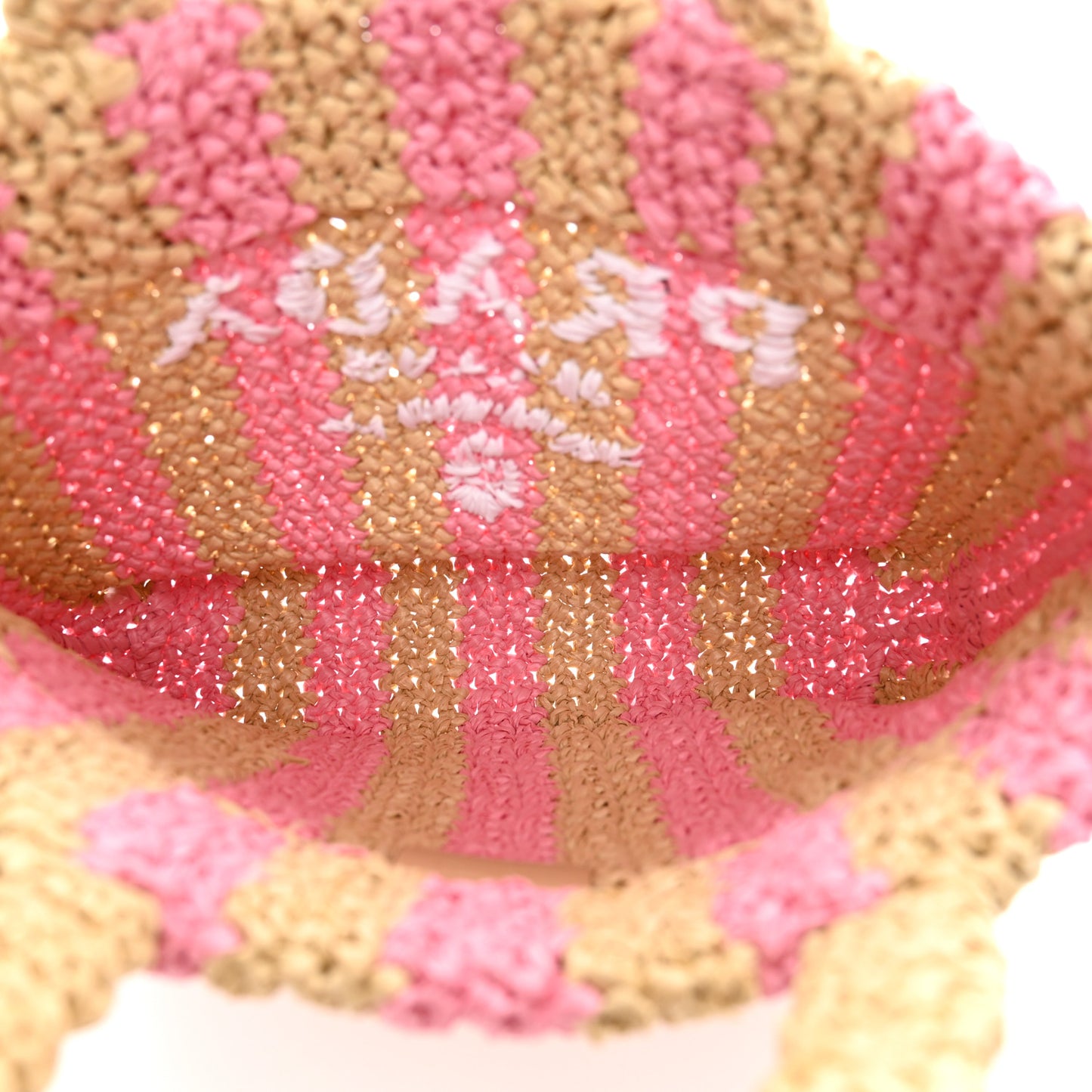 Yarn Raffia Effect Crochet Striped Small Logo Tote Naturale Petalo