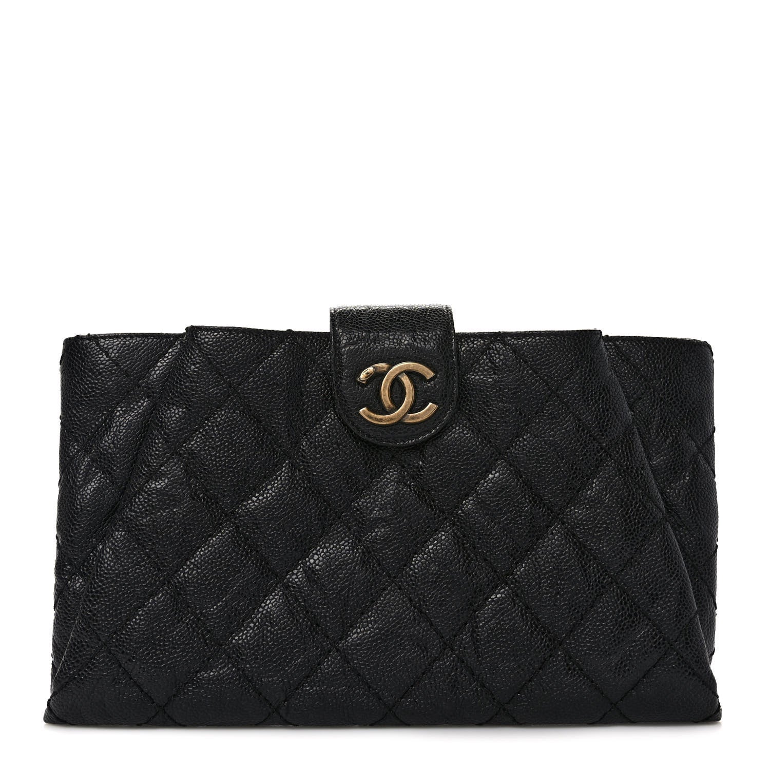 Chanel Caviar Quilted Coco Pleats Clutch Black 1 of 7