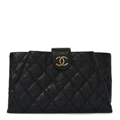 Chanel Caviar Quilted Coco Pleats Clutch Black 1 of 7