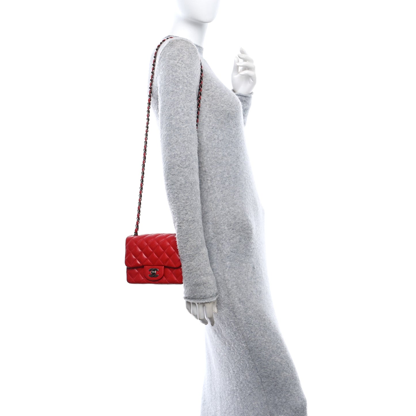 Caviar Quilted Mini Square Flap Red