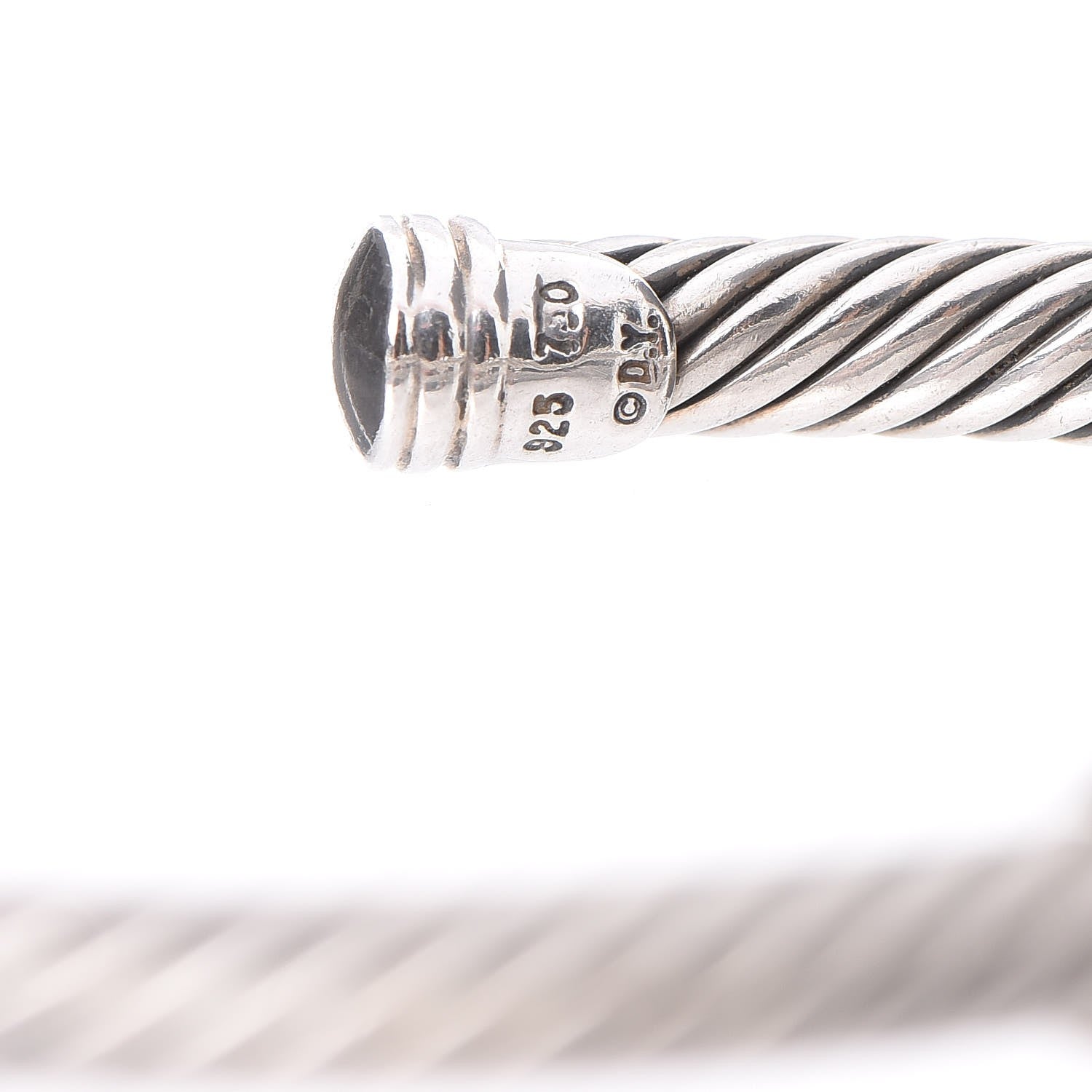David Yurman Sterling Silver 18K White Gold Diamond Pave 5mm X Cable Bracelet 5 of 5
