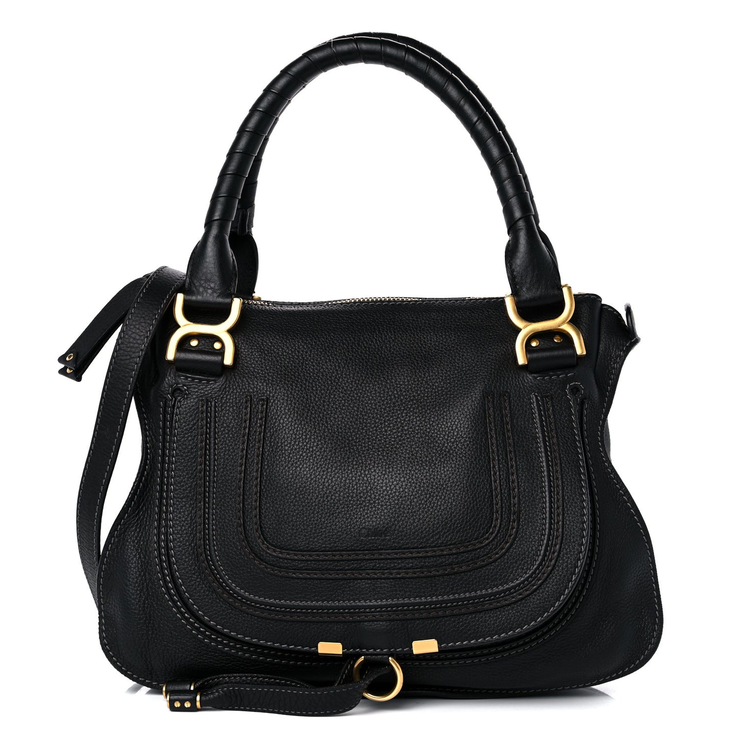 Calfskin Medium Marcie Satchel Black