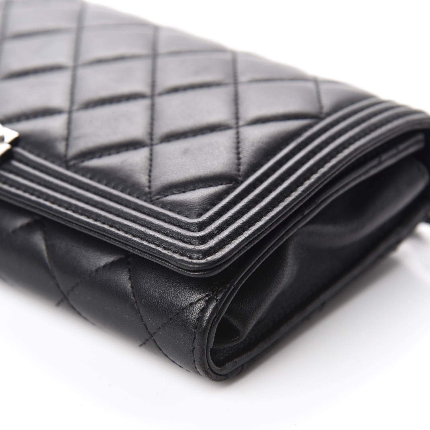 Chanel Lambskin Quilted Boy Wallet On Removable Chain WOC Black 8 of 13