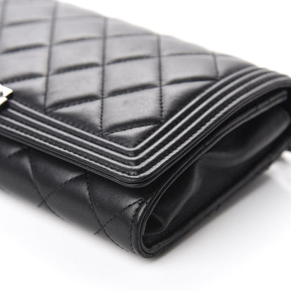 Chanel Lambskin Quilted Boy Wallet On Removable Chain WOC Black 8 of 13