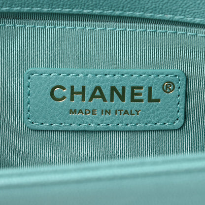 Chanel Caviar Chevron Quilted Small Boy Flap Green 6 of 10