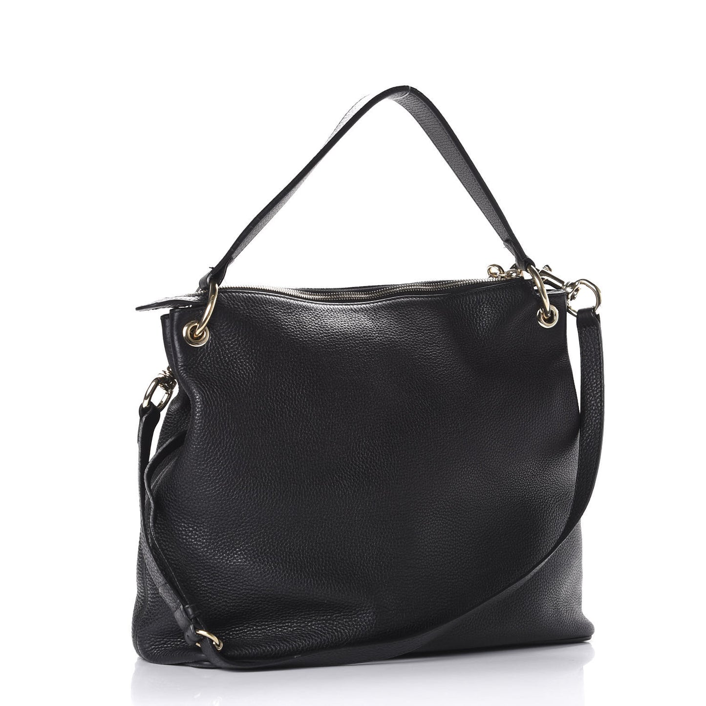 Pebbled Calfskin Large Soho Hobo Black