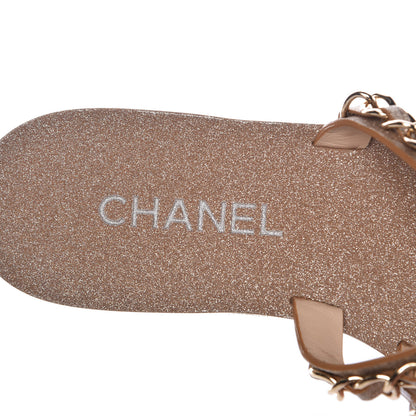 Chanel Glitter Calfskin Chain Slide Flat Sandals 37.5 Gold 7 of 7