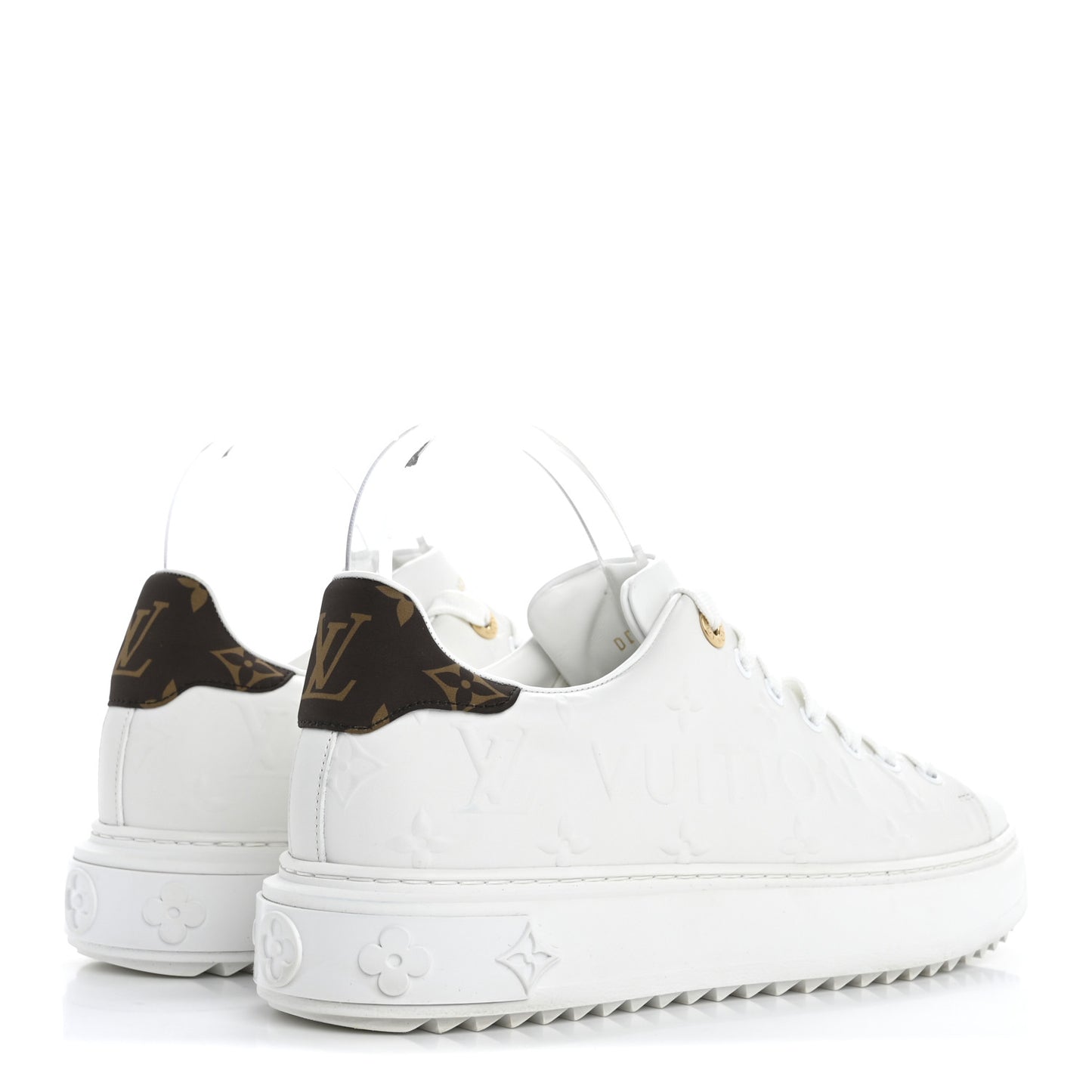 Lambskin Embossed Monogram Time Out Sneakers 39 White