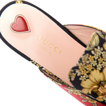 Gucci Twill Flora Womens Princetown Slippers 38 Red Black 8 of 11