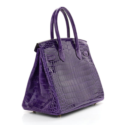 Hermes Shiny Niloticus Crocodile Birkin 30 Ultraviolet 3 of 13