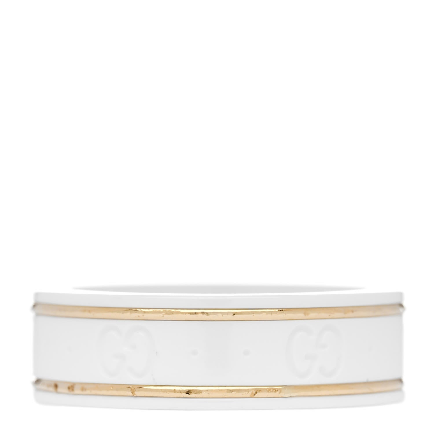 Gucci 18K Yellow Gold Zirconia 7mm Icon Band Ring 59 8.75 White 1 of 7