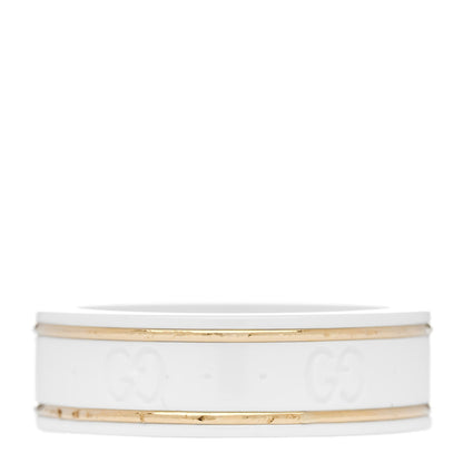 Gucci 18K Yellow Gold Zirconia 7mm Icon Band Ring 59 8.75 White 1 of 7