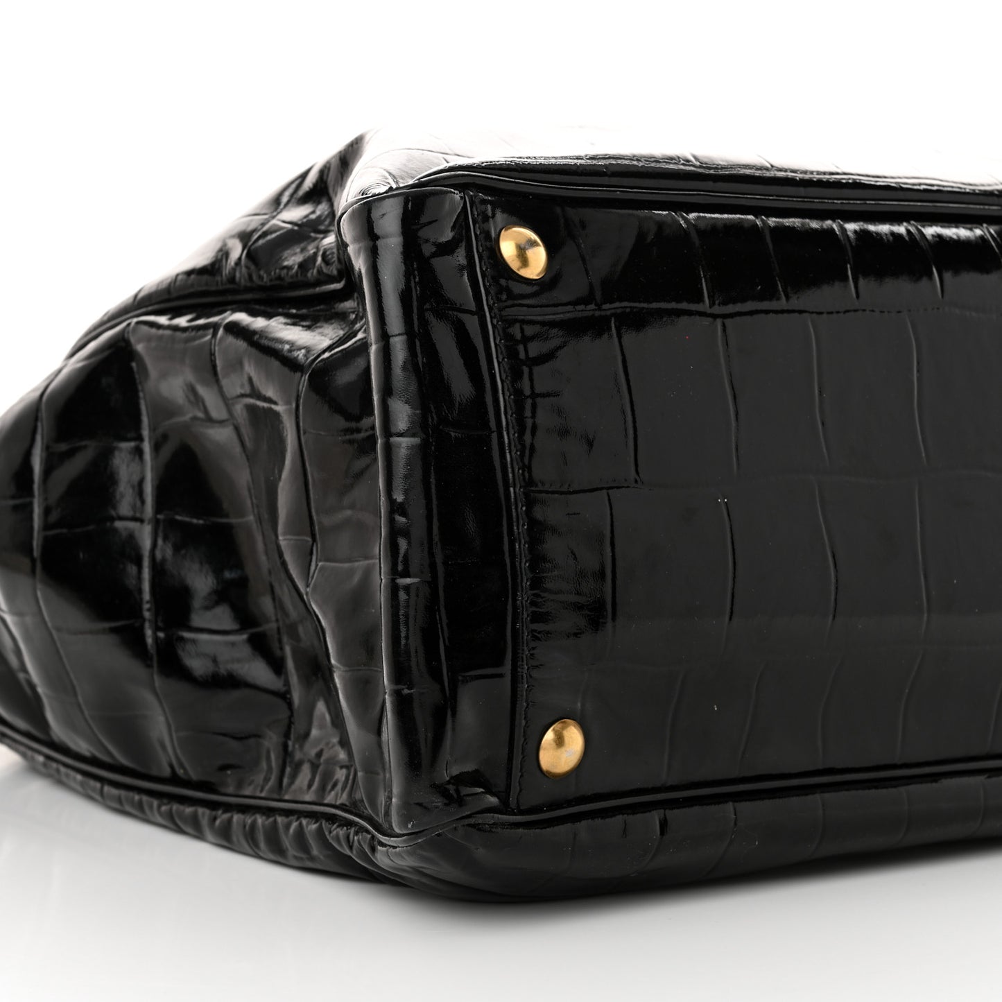 Patent Crocodile Embossed Raspail Tote Black