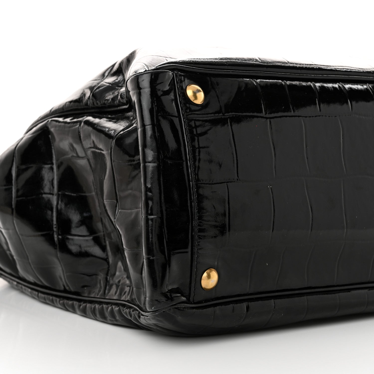 Saint Laurent Patent Crocodile Embossed Raspail Tote Black 8 of 9