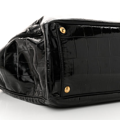 Saint Laurent Patent Crocodile Embossed Raspail Tote Black 8 of 9