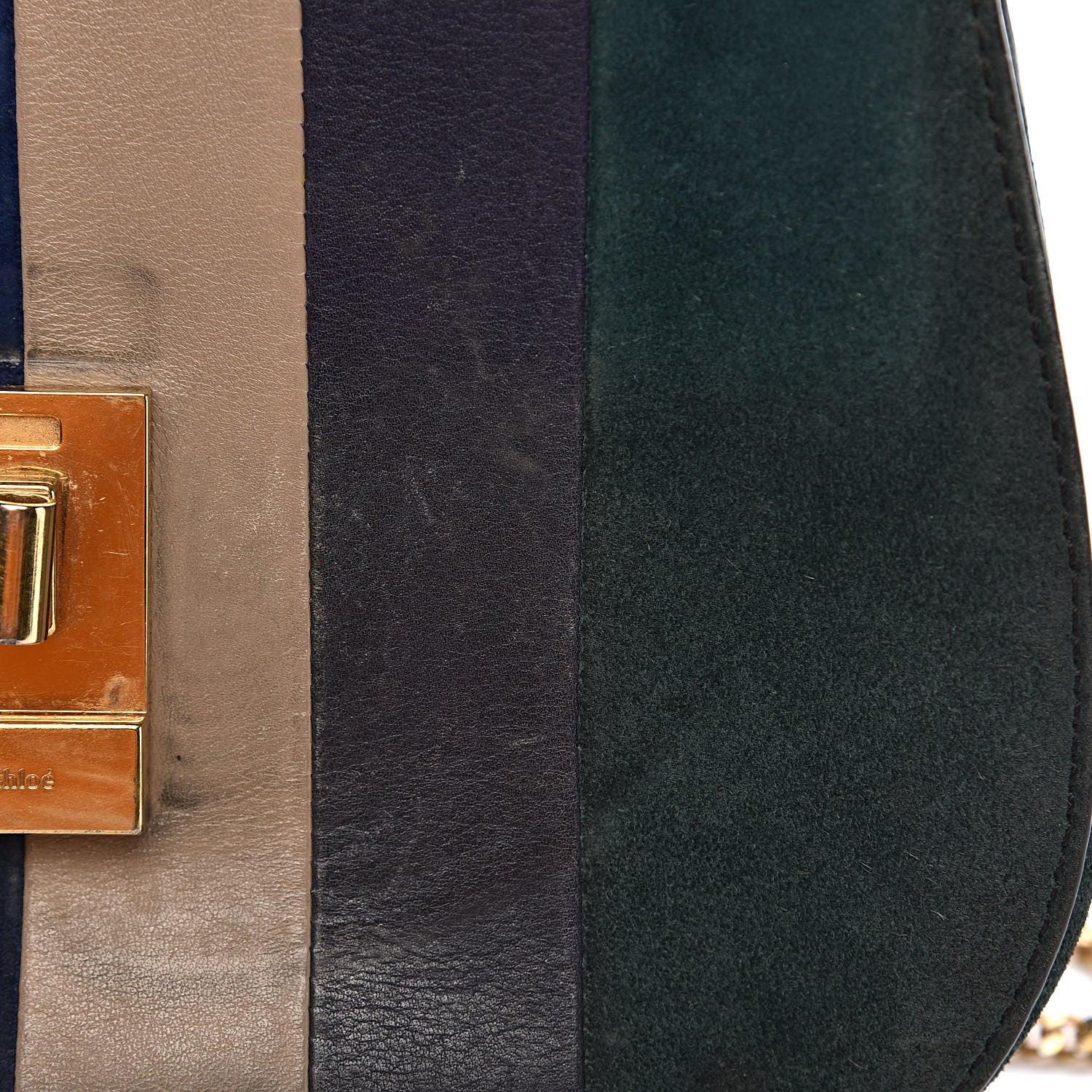 Chloe Suede Calfskin Patchwork Drew Shoulder Bag Black 12 of 18
