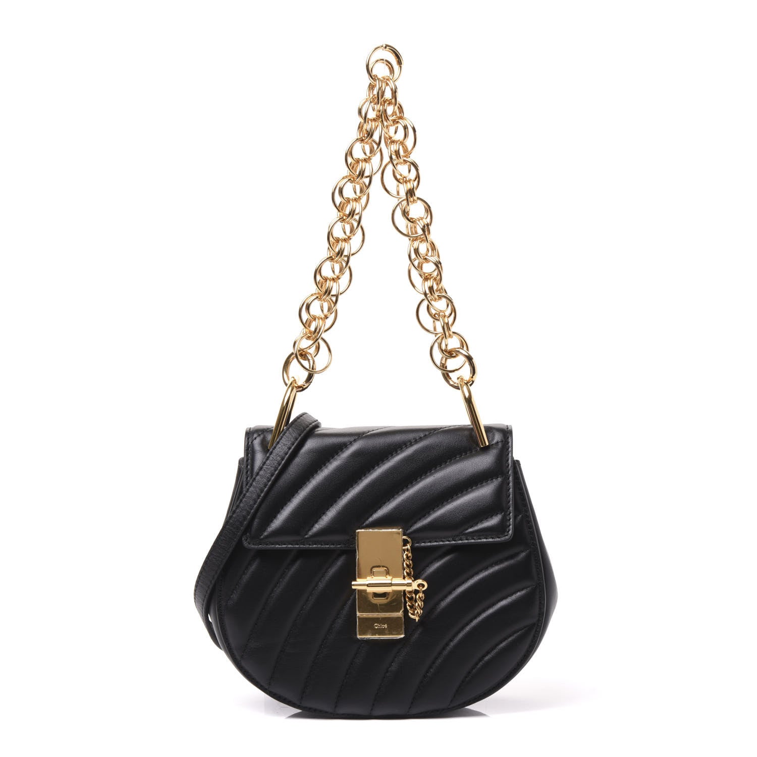 Chloe Calfskin Quilted Mini Drew Bijou Shoulder Bag Black 1 of 8