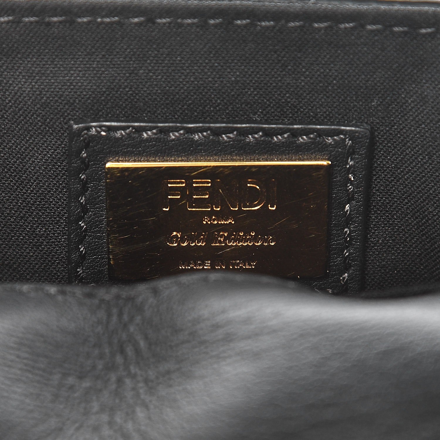 Fendi Vitello Dolce Studded Mini 3Baguette Shoulder Bag Black Gold 6 of 6